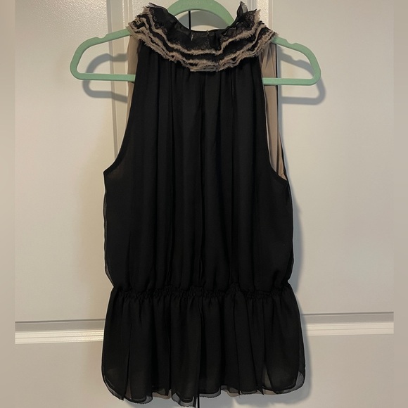 Robert Rodriquez Black Ruffled Peplum Blouse by Neiman Marcus L elegant rich - Picture 2 of 8